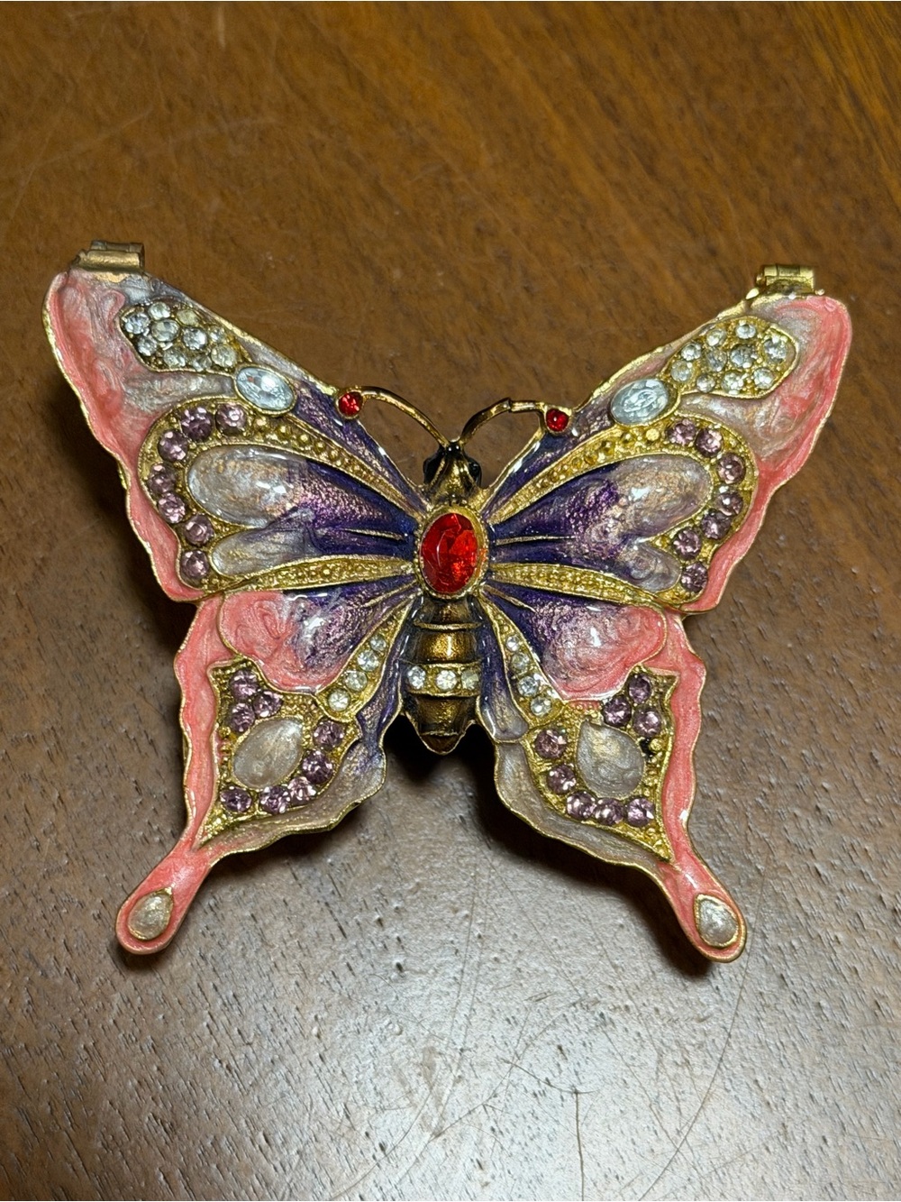 Gold-Tone Butterfly jewelry  with Pink and Purple Enamel and Crystals